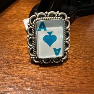 Silver Framed Ace of Spades Ring